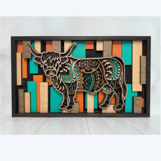 Layered Animal Sign - Highland Cow