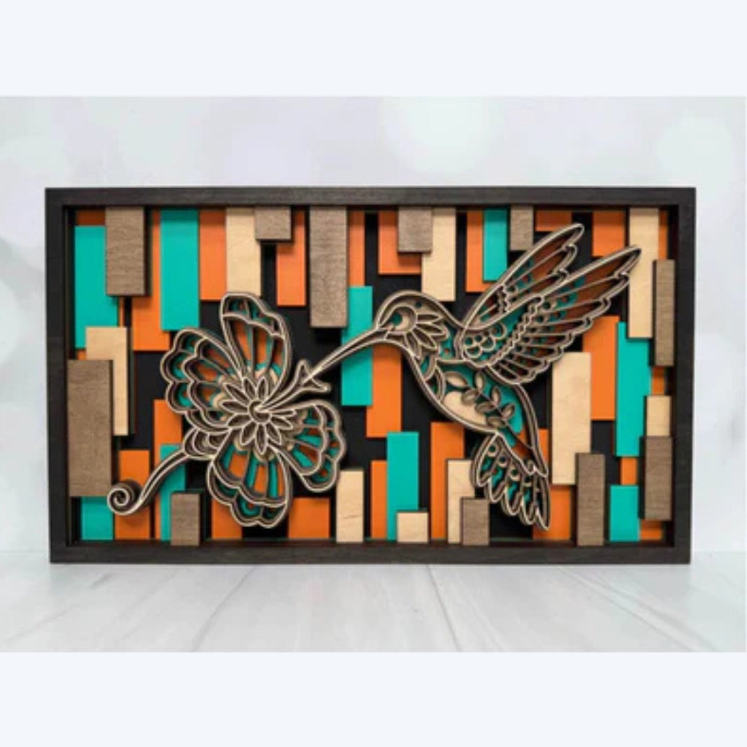 Layered Animal Sign - Hummingbird