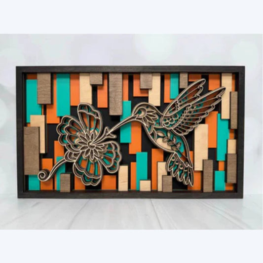 Layered Animal Sign - Hummingbird