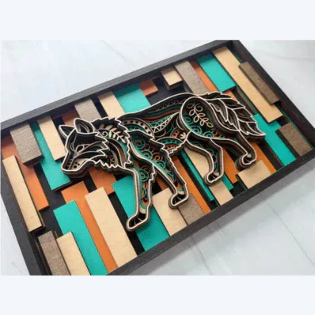 Layered Animal Sign - Wolf